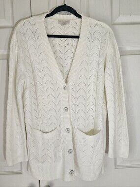 Barefoot Dreams CozyChic Lite Lace Pointelle Cardi In Pearl